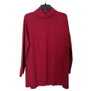 Eileen Fisher 100% cashmere dark red ribbed turtleneck sweater size medium